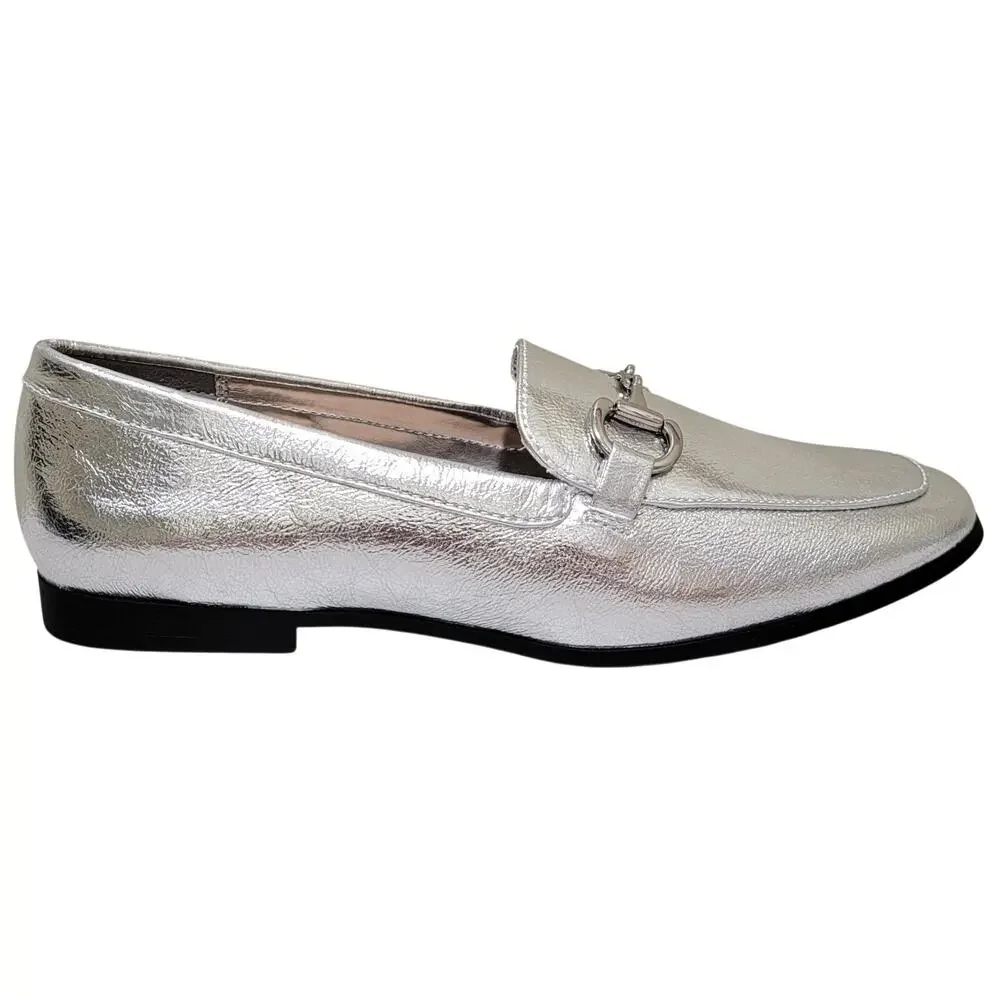 Alfani Women Gayyle Slip On Horse Bit Loafers Size US 7M Silver Metallic